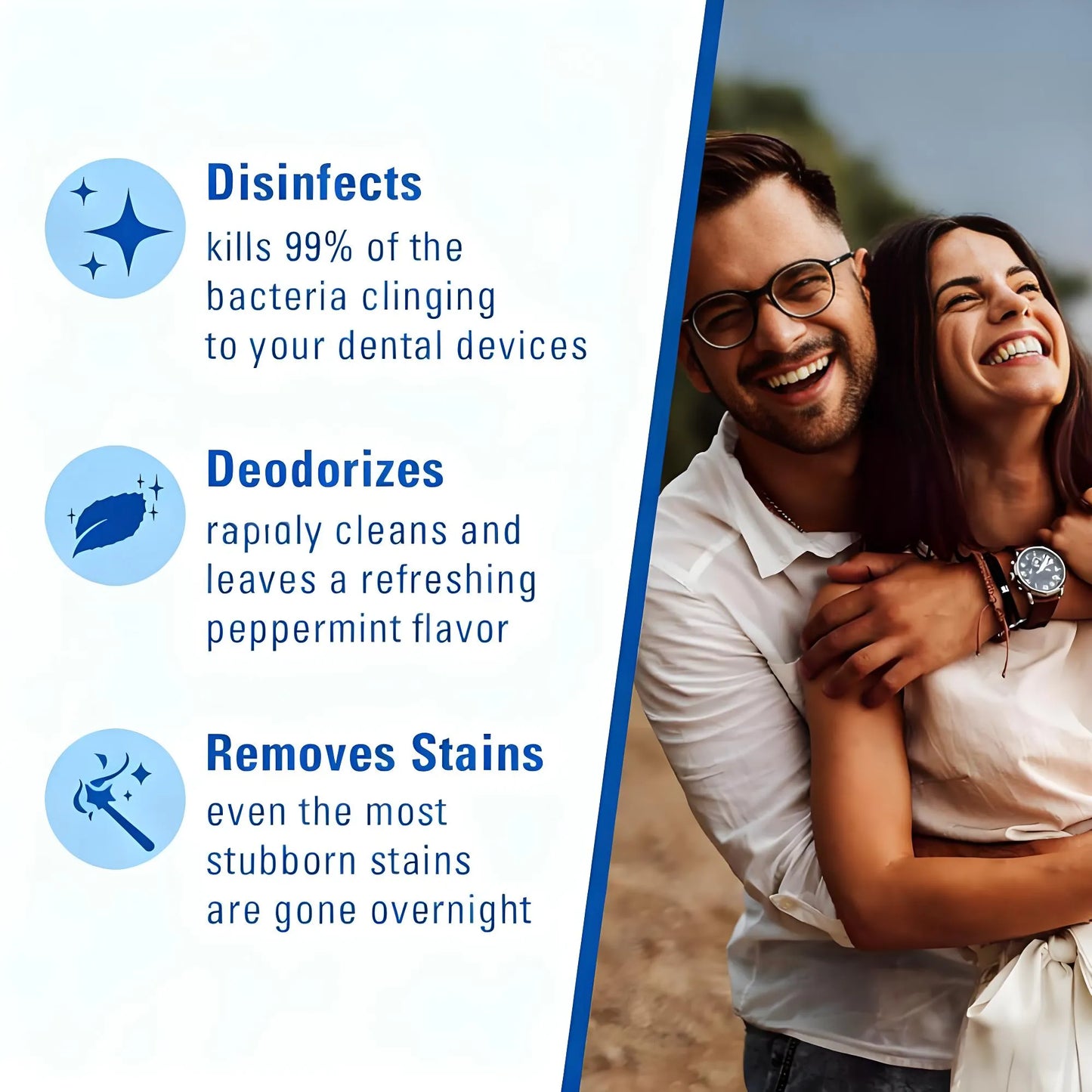 Retainer Cleaner Set: No-Mess Tablets, Universal Denture Bath + Strainer – Cleans Retainers/Mouth Guards (Stains/Odor/Plaque)