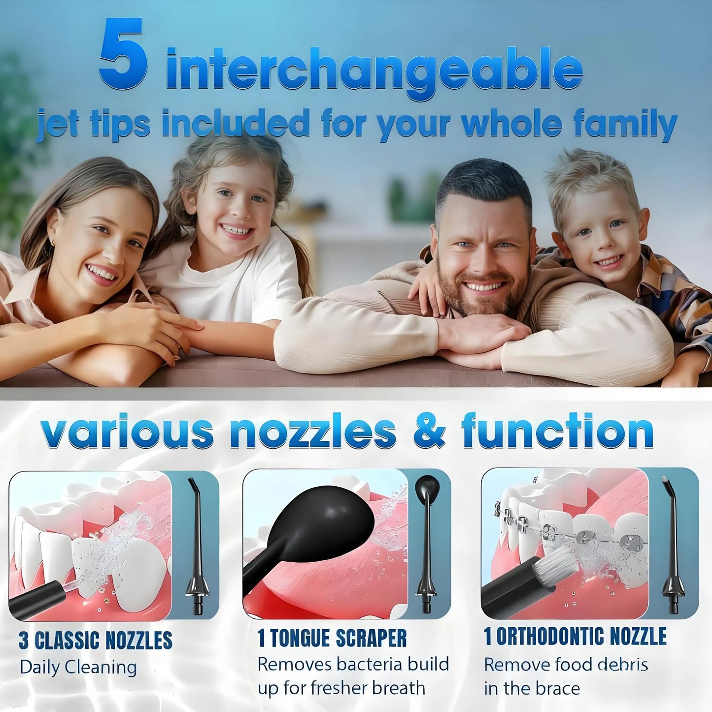 Cordless Rechargeable Oral Irrigator: 4 Modes, IPX7 Waterproof, for Home/Travel