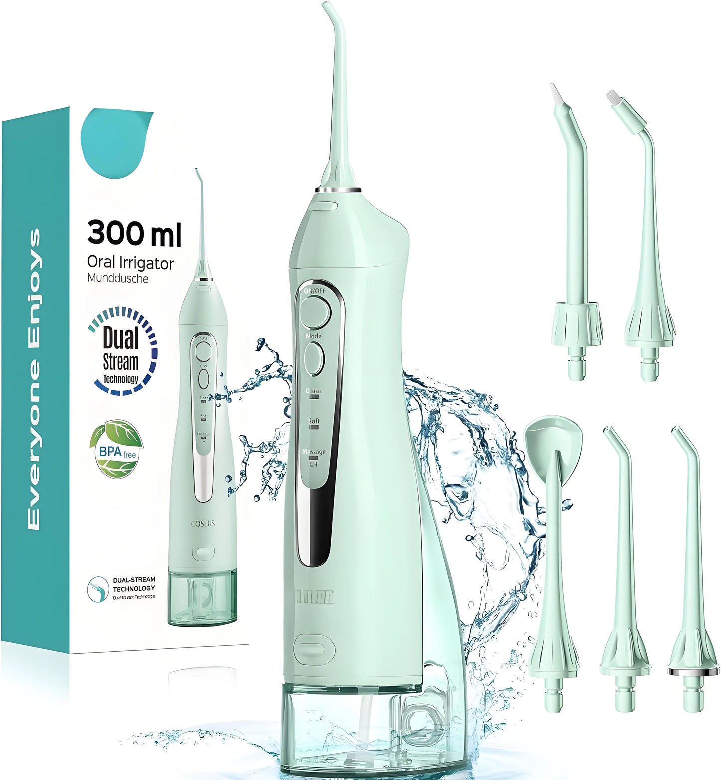 Water Flosser Teeth Pick: 300ML, Cordless Rechargeable, IPX7 Waterproof, Portable Oral Cleaner