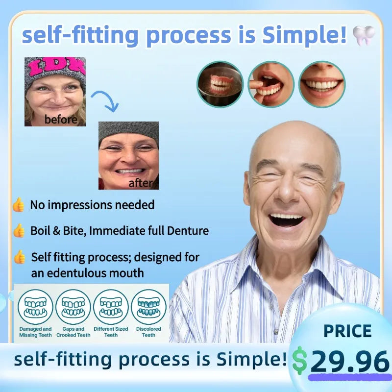 😊3 Mins to Fit🦷 Self-Fit Dentures – Do It At Home, No Pros Needed!