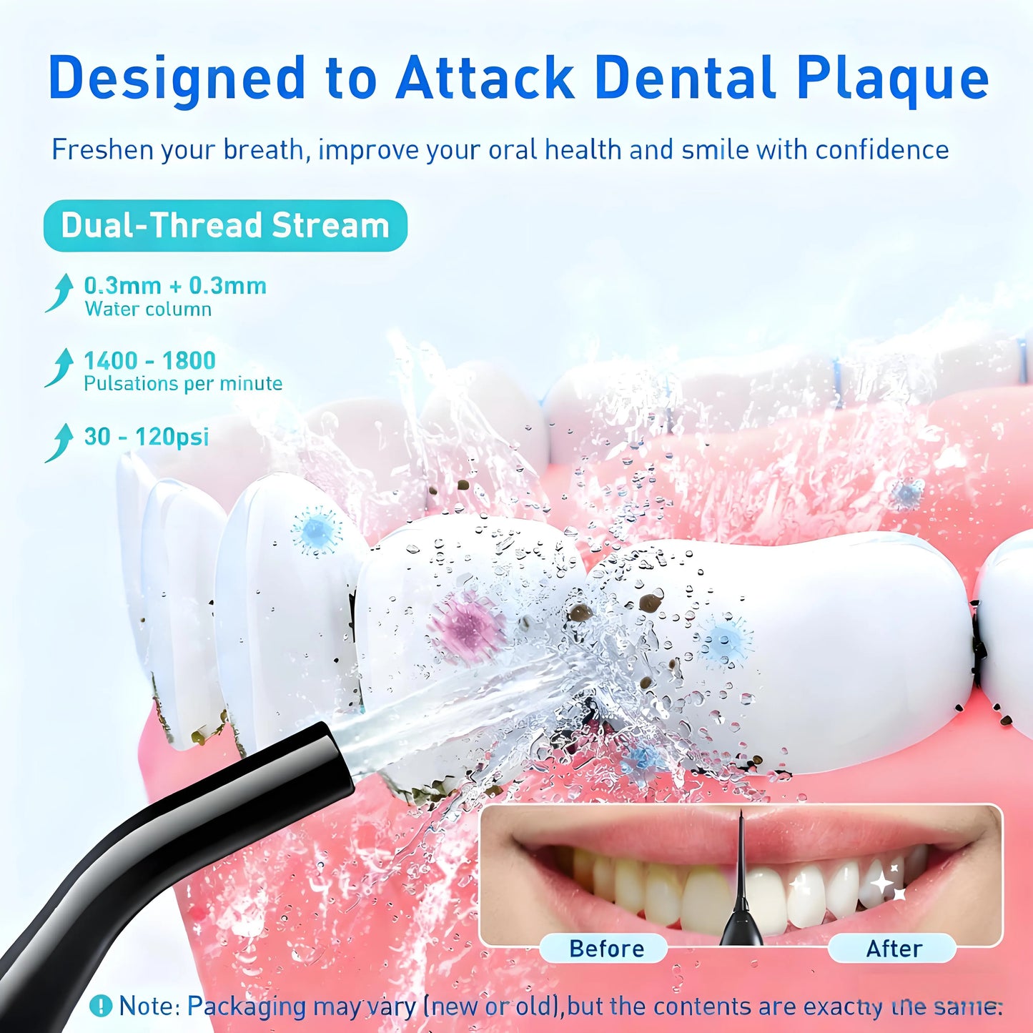 Water Flosser Teeth Pick: 300ML, Cordless Rechargeable, IPX7 Waterproof, Portable Oral Cleaner