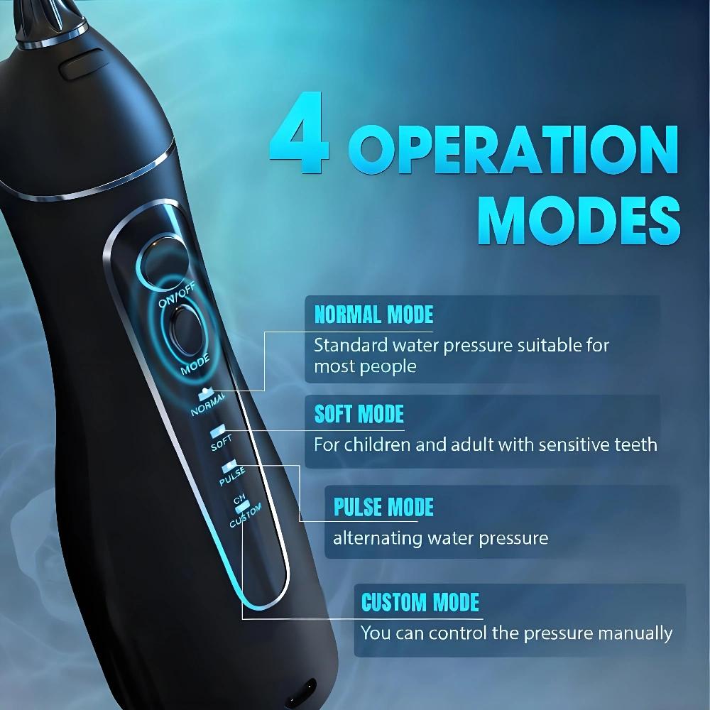 Cordless Rechargeable Oral Irrigator: 4 Modes, IPX7 Waterproof, for Home/Travel
