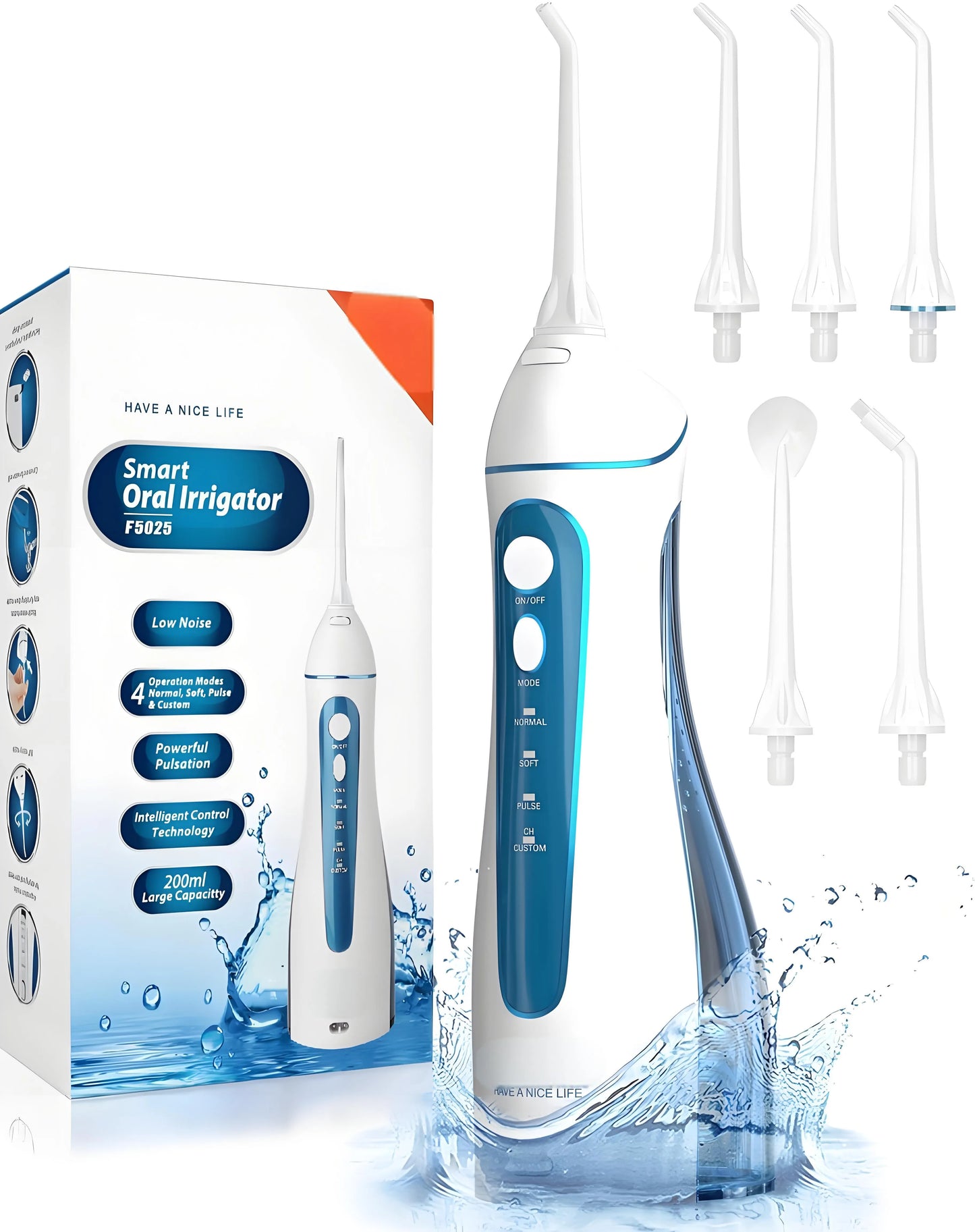 Cordless Rechargeable Oral Irrigator: 4 Modes, IPX7 Waterproof, for Home/Travel
