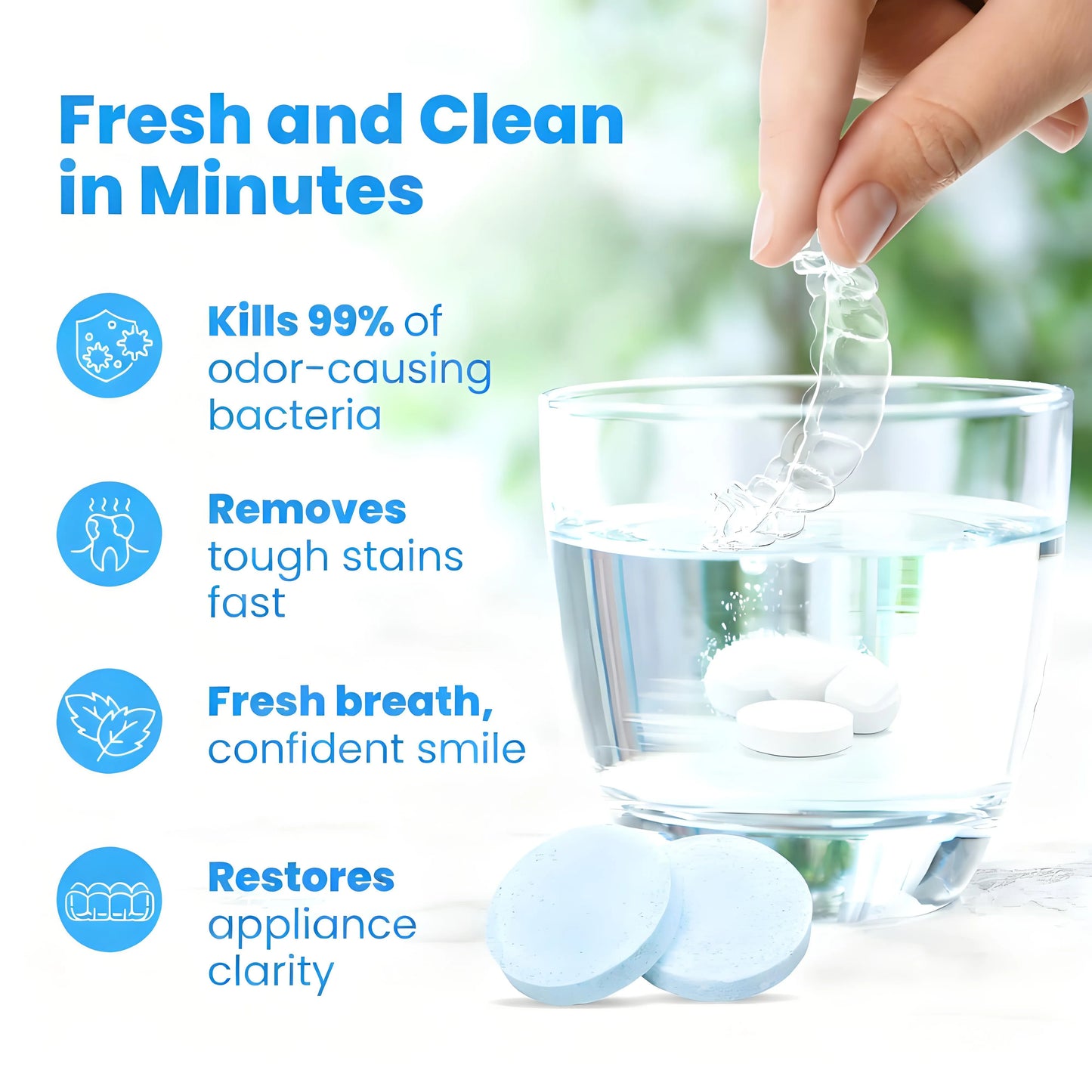 Dental Appliance Cleaner, Braces Retainer Cleaner and More. Cleaning Tablets for Ultrasonic Cleaners.