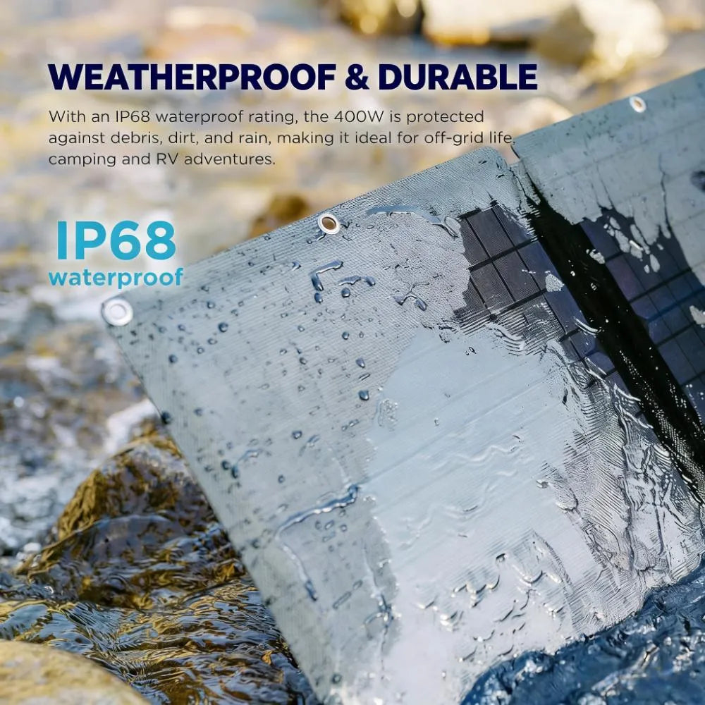 400W Portable Solar Panel - Foldable with Kickstand, IP68 Waterproof, Your Outdoor Power Station.