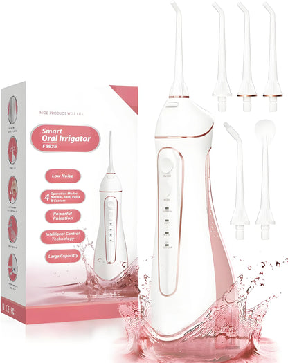 Cordless Rechargeable Oral Irrigator: 4 Modes, IPX7 Waterproof, for Home/Travel