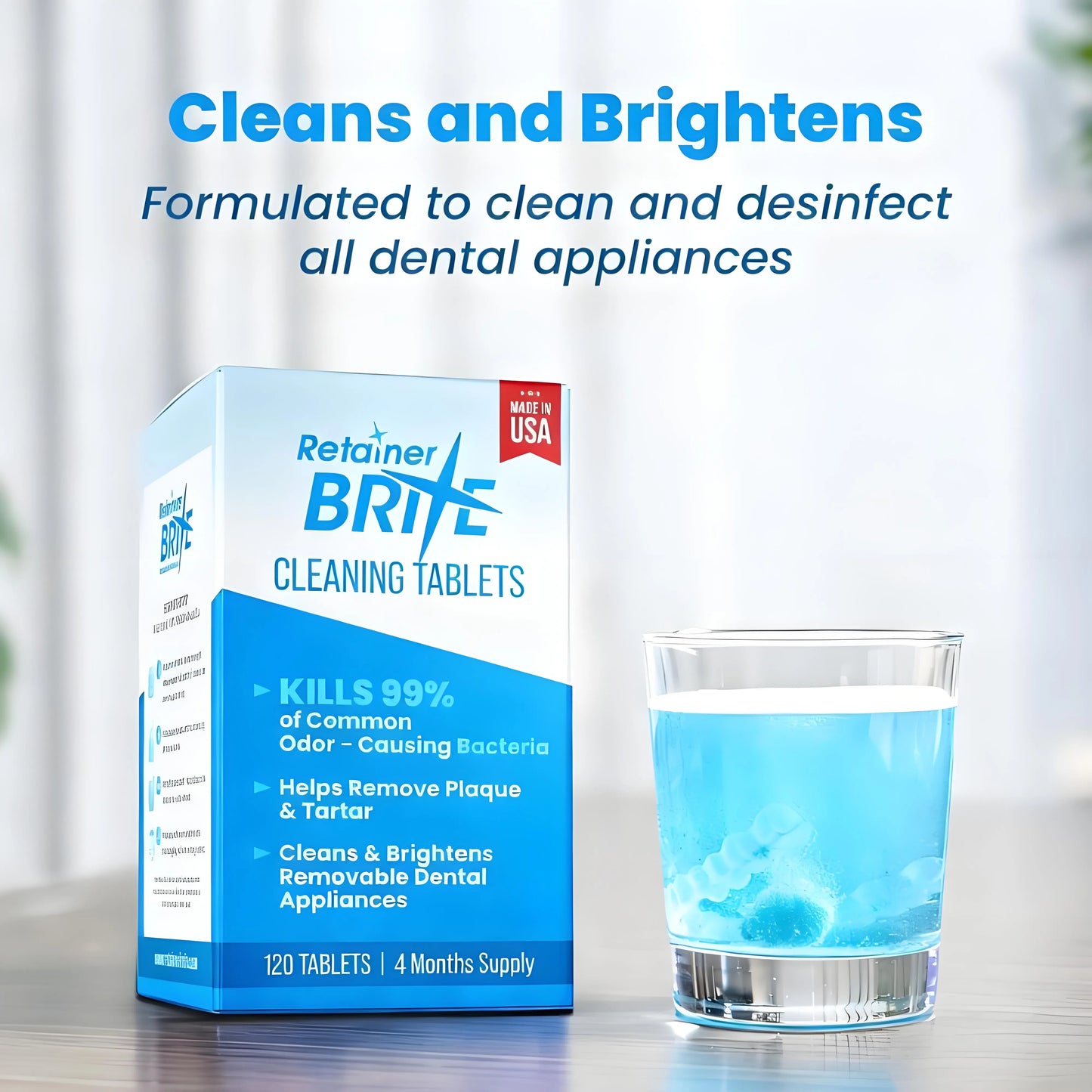 Dental Appliance Cleaner, Braces Retainer Cleaner and More. Cleaning Tablets for Ultrasonic Cleaners.