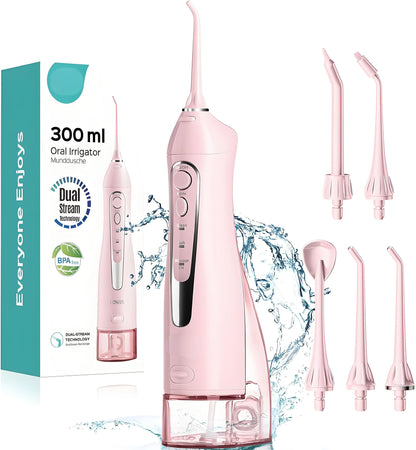 Water Flosser Teeth Pick: 300ML, Cordless Rechargeable, IPX7 Waterproof, Portable Oral Cleaner