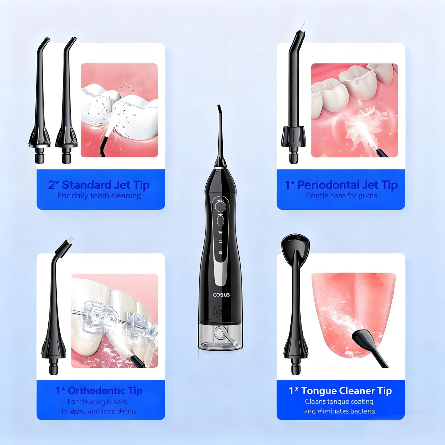 Water Flosser Teeth Pick: 300ML, Cordless Rechargeable, IPX7 Waterproof, Portable Oral Cleaner