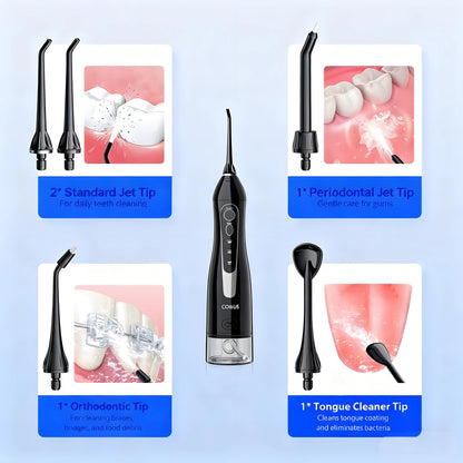 Water Flosser Teeth Pick: 300ML, Cordless Rechargeable, IPX7 Waterproof, Portable Oral Cleaner