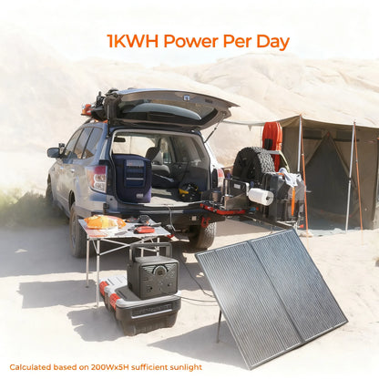 200W Foldable Solar Panel, with Waterproof Controller & Adjustable Stand