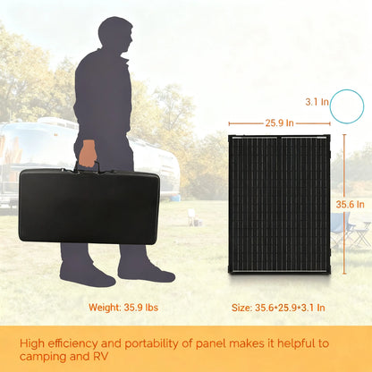 200W Foldable Solar Panel, with Waterproof Controller & Adjustable Stand