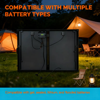 200W Foldable Solar Panel, with Waterproof Controller & Adjustable Stand