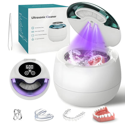 9-Mode Ultrasonic Retainer Cleaner: 45kHz, 200ML Pod – Cleans Denture/Mouth Guard/Braces/Jewelry