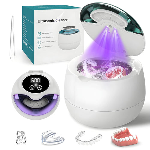9-Mode Ultrasonic Retainer Cleaner: 45kHz, 200ML Pod – Cleans Denture/Mouth Guard/Braces/Jewelry