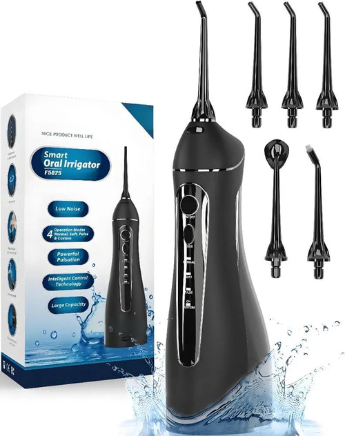 Cordless Rechargeable Oral Irrigator: 4 Modes, IPX7 Waterproof, for Home/Travel