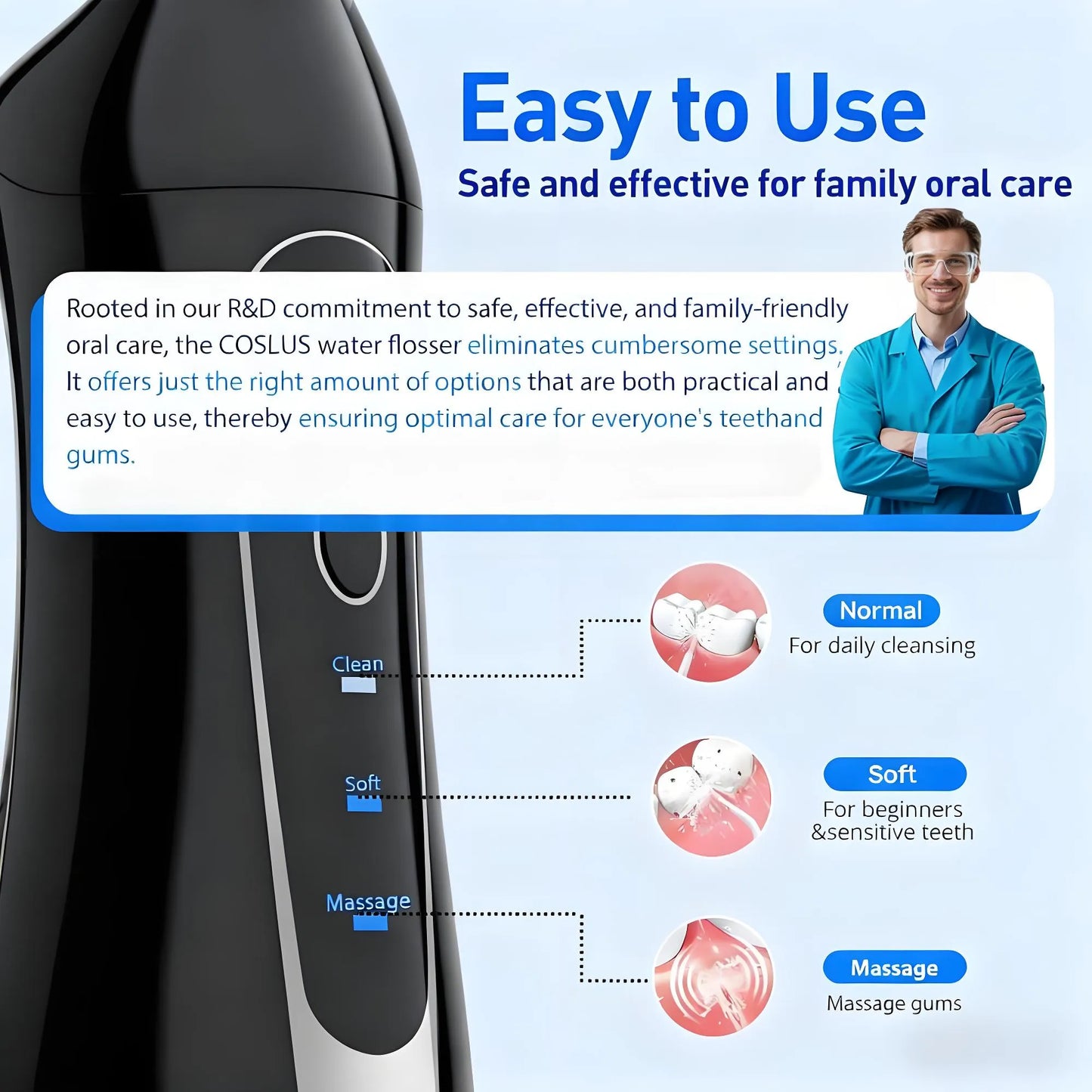 Water Flosser Teeth Pick: 300ML, Cordless Rechargeable, IPX7 Waterproof, Portable Oral Cleaner