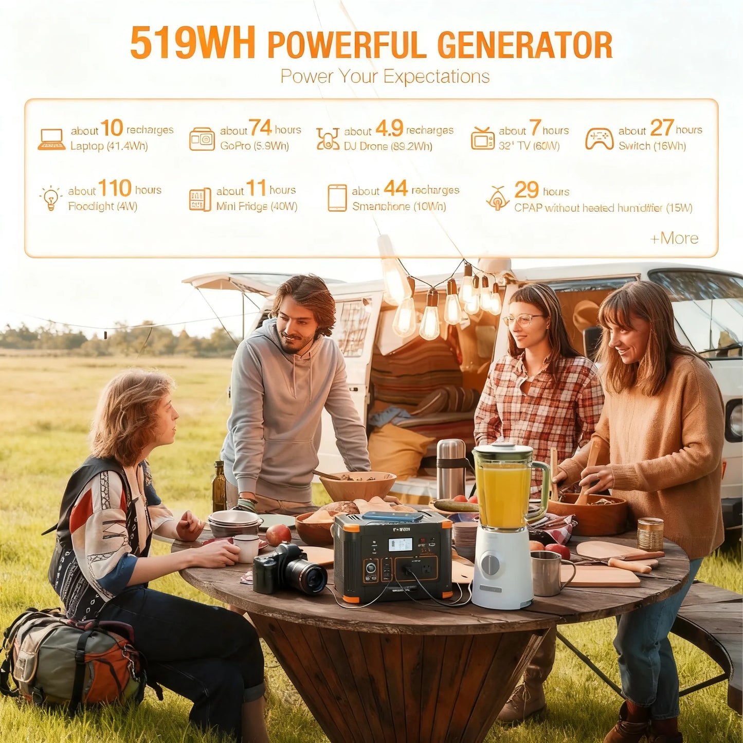 500W Portable Power, 519Wh Capacity & Solar Charging