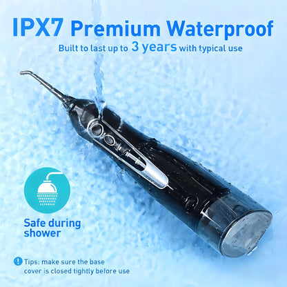 Water Flosser Teeth Pick: 300ML, Cordless Rechargeable, IPX7 Waterproof, Portable Oral Cleaner