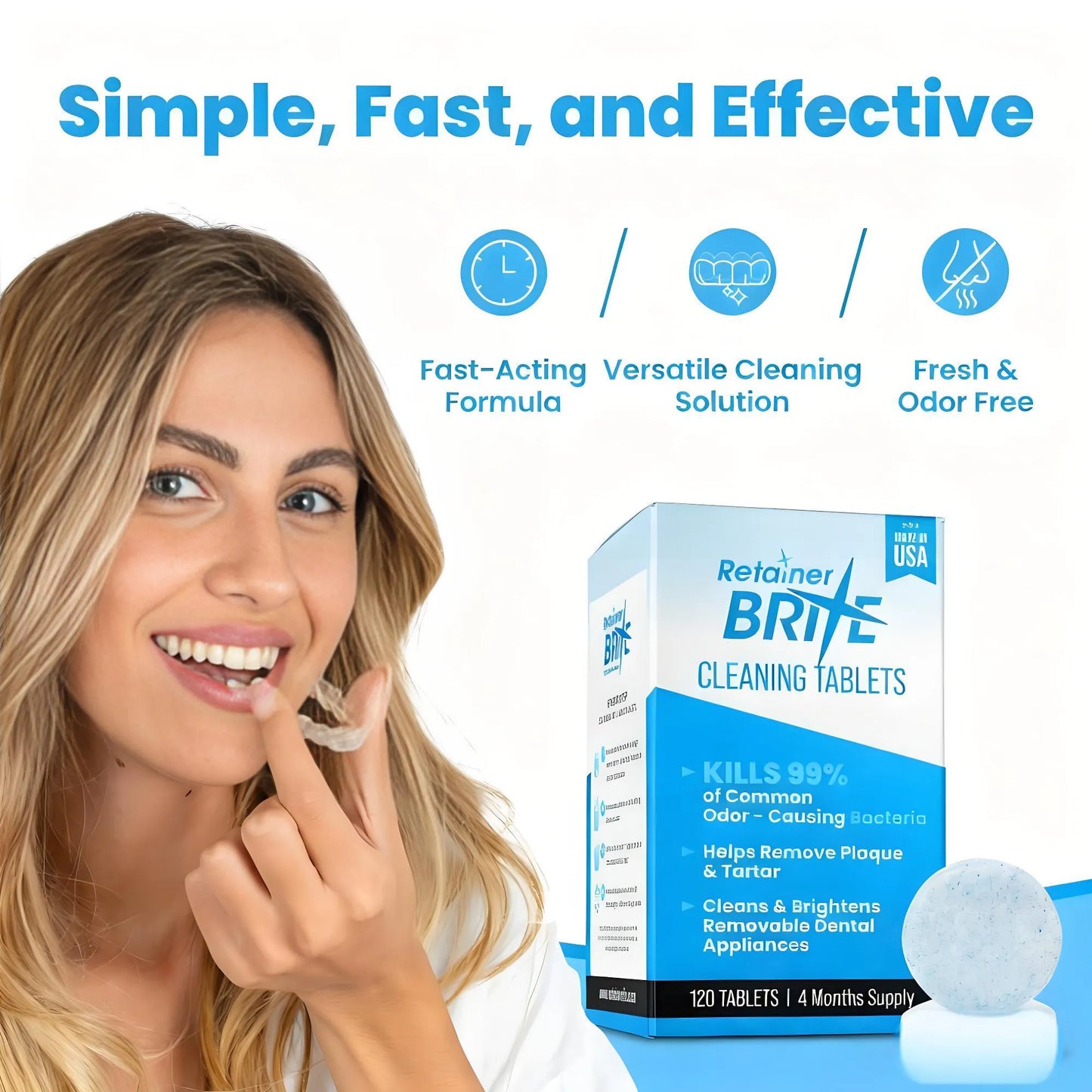 Dental Appliance Cleaner, Braces Retainer Cleaner and More. Cleaning Tablets for Ultrasonic Cleaners.