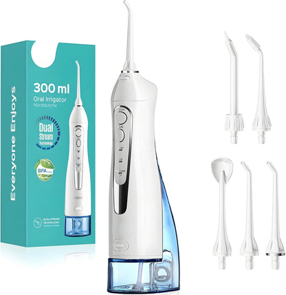 Water Flosser Teeth Pick: 300ML, Cordless Rechargeable, IPX7 Waterproof, Portable Oral Cleaner