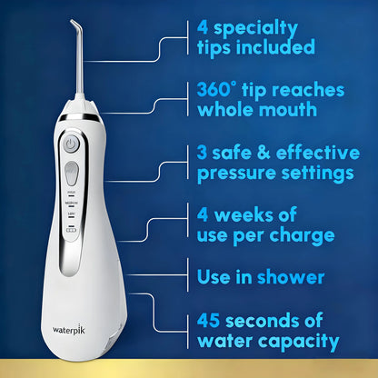 Advanced 2.0 Cordless Water Flosser: Dental Care for Teeth/Gums/Braces, 4 Tips, Travel Bag, ADA Accepted