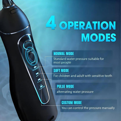Cordless Rechargeable Oral Irrigator: 4 Modes, IPX7 Waterproof, for Home/Travel
