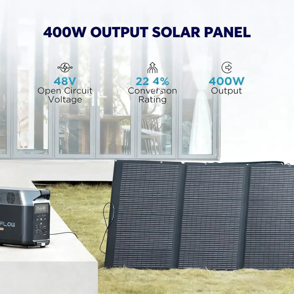 400W Portable Solar Panel - Foldable with Kickstand, IP68 Waterproof, Your Outdoor Power Station.