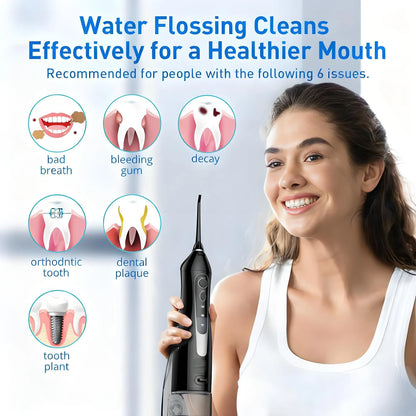 Water Flosser Teeth Pick: 300ML, Cordless Rechargeable, IPX7 Waterproof, Portable Oral Cleaner